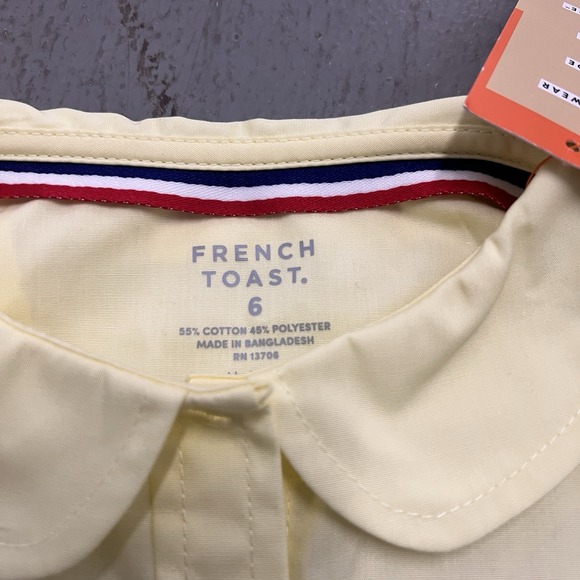 French Toast Girls Light Blue Short Sleeve Peter Pan Collar Uniform Blouse Sz 6 - Picture 3 of 5
